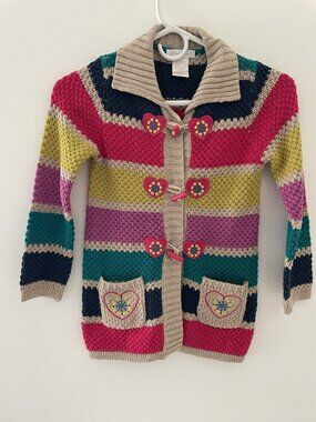 Jillian's Closet girls cardigan button front sweater M 5-6, multicolor, adorable